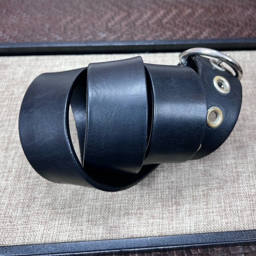 Coach Black Leather Belt with Silver Accents